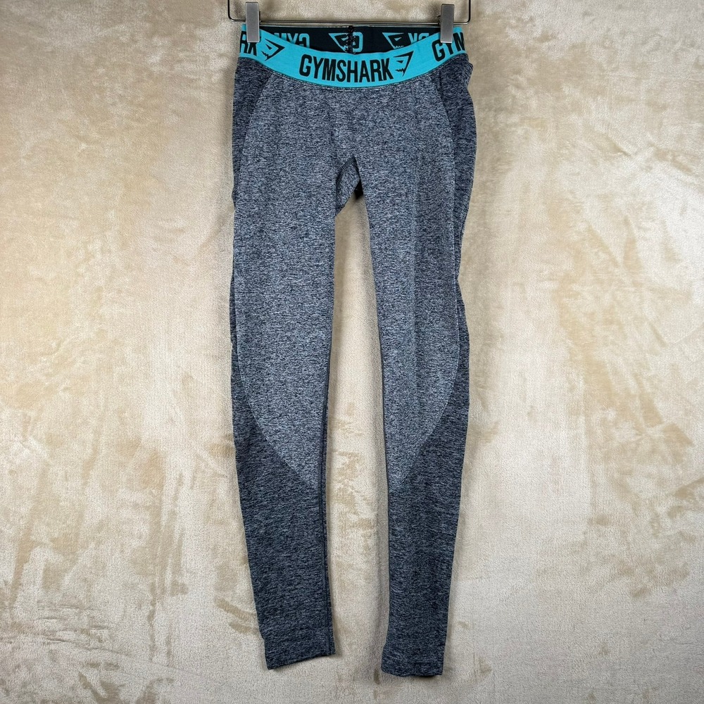 Gymshark Dry Grey Marl Teal Logo‎ Waistband Seamless Contouring Leggings Small